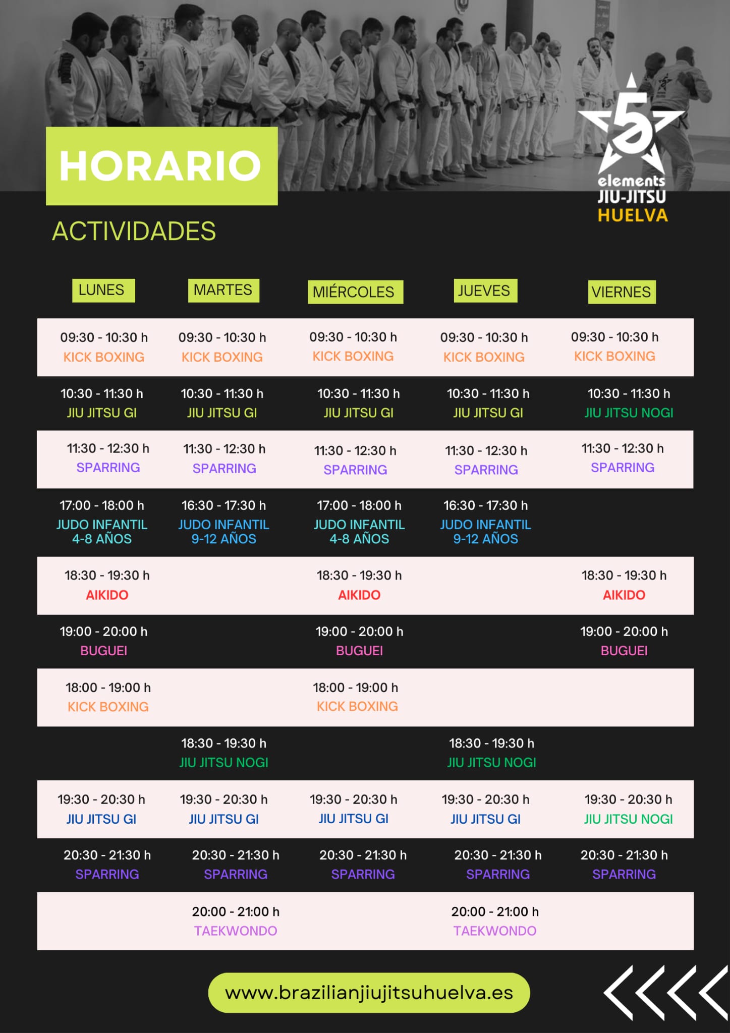 Horario Five Elements Jiu-Jitsu Huelva
